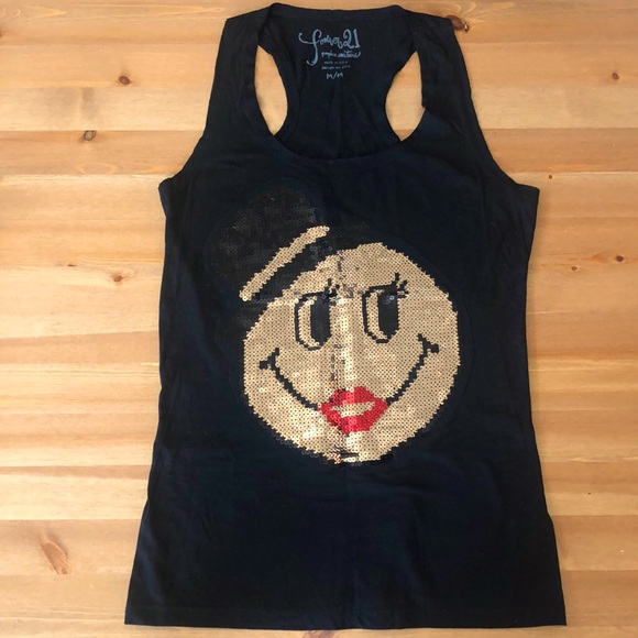 Vintage Forever 21 Sequin Smiley Tank Size M NWOT - Picture 1 of 3